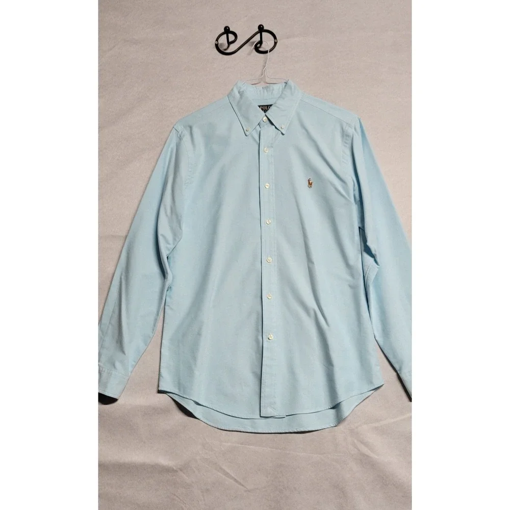 Blue White Tie Dye Ls Button Up Polo Ralph Lauren 100% Linen Men's Shirt Size M
